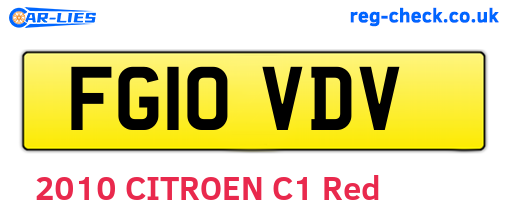 FG10VDV are the vehicle registration plates.