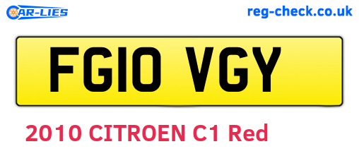 FG10VGY are the vehicle registration plates.