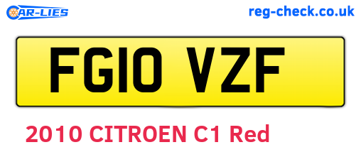 FG10VZF are the vehicle registration plates.