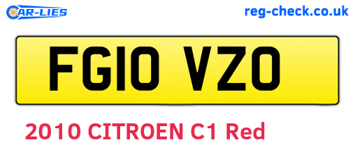 FG10VZO are the vehicle registration plates.