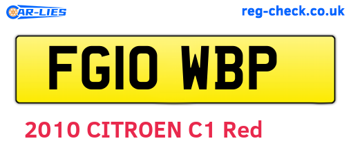 FG10WBP are the vehicle registration plates.