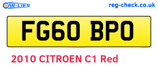 FG60BPO are the vehicle registration plates.