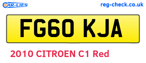 FG60KJA are the vehicle registration plates.