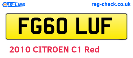 FG60LUF are the vehicle registration plates.