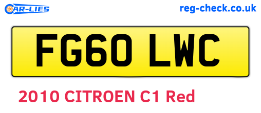 FG60LWC are the vehicle registration plates.