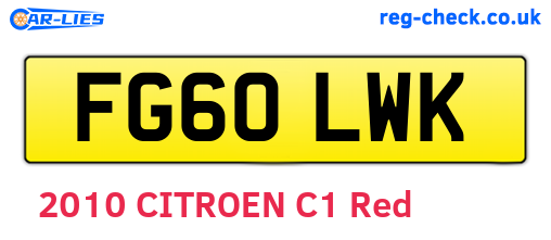 FG60LWK are the vehicle registration plates.