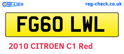 FG60LWL are the vehicle registration plates.