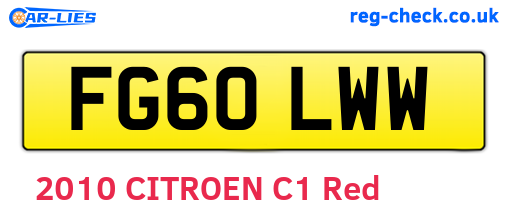 FG60LWW are the vehicle registration plates.