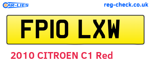 FP10LXW are the vehicle registration plates.