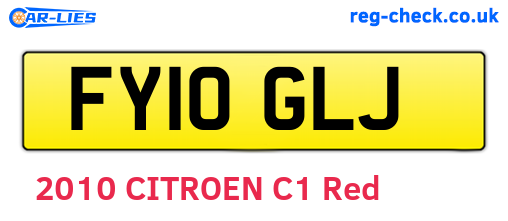 FY10GLJ are the vehicle registration plates.
