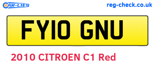 FY10GNU are the vehicle registration plates.
