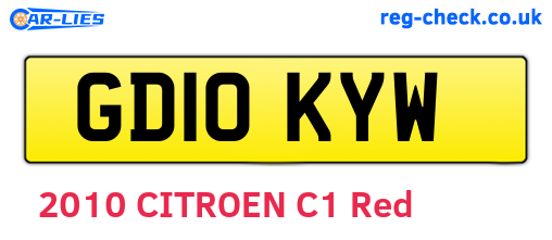 GD10KYW are the vehicle registration plates.