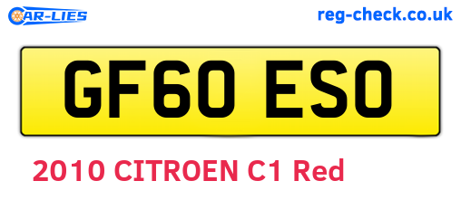 GF60ESO are the vehicle registration plates.