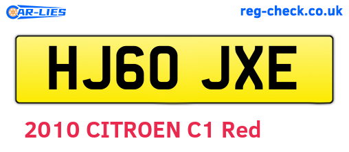 HJ60JXE are the vehicle registration plates.