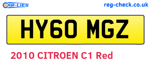 HY60MGZ are the vehicle registration plates.