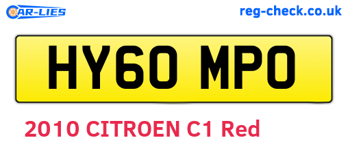 HY60MPO are the vehicle registration plates.