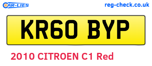 KR60BYP are the vehicle registration plates.