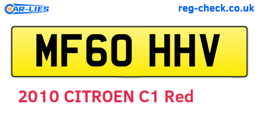 MF60HHV are the vehicle registration plates.