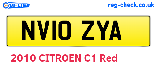NV10ZYA are the vehicle registration plates.