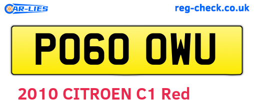 PO60OWU are the vehicle registration plates.