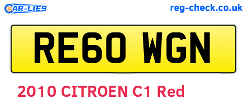 RE60WGN are the vehicle registration plates.