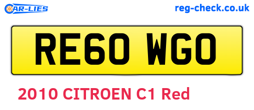 RE60WGO are the vehicle registration plates.