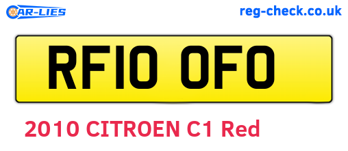 RF10OFO are the vehicle registration plates.