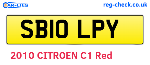 SB10LPY are the vehicle registration plates.