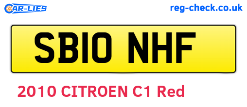SB10NHF are the vehicle registration plates.