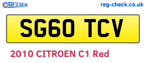 SG60TCV are the vehicle registration plates.