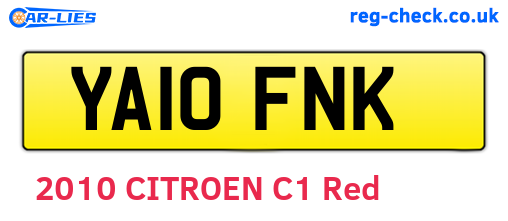 YA10FNK are the vehicle registration plates.