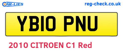 YB10PNU are the vehicle registration plates.