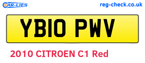 YB10PWV are the vehicle registration plates.