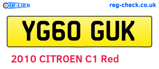 YG60GUK are the vehicle registration plates.