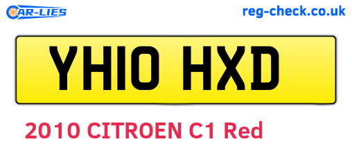 YH10HXD are the vehicle registration plates.