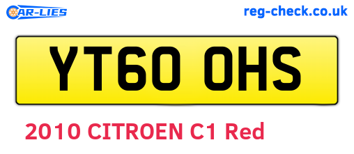 YT60OHS are the vehicle registration plates.