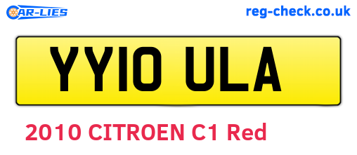YY10ULA are the vehicle registration plates.