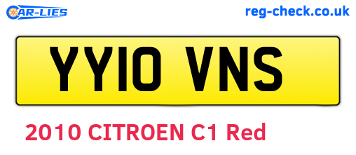 YY10VNS are the vehicle registration plates.