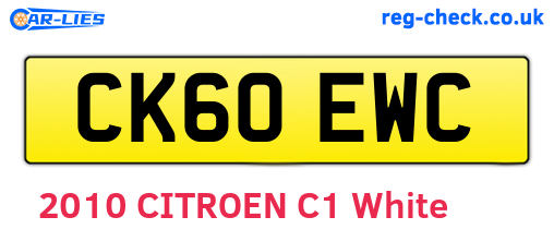 CK60EWC are the vehicle registration plates.