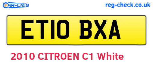 ET10BXA are the vehicle registration plates.