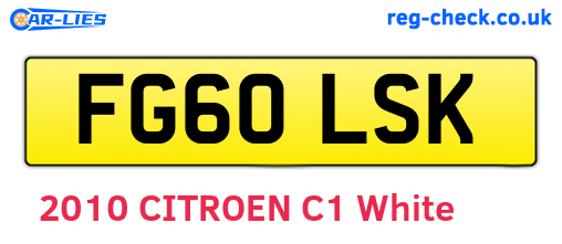FG60LSK are the vehicle registration plates.