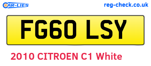FG60LSY are the vehicle registration plates.