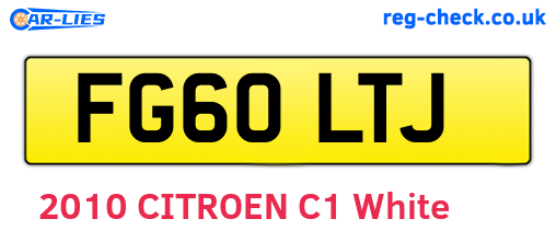 FG60LTJ are the vehicle registration plates.