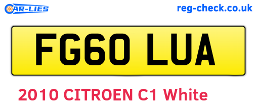 FG60LUA are the vehicle registration plates.