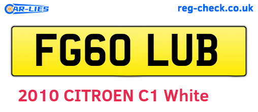 FG60LUB are the vehicle registration plates.
