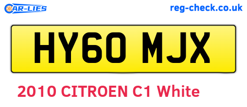 HY60MJX are the vehicle registration plates.