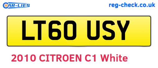 LT60USY are the vehicle registration plates.