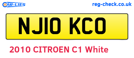 NJ10KCO are the vehicle registration plates.