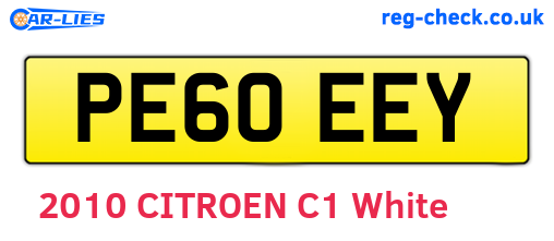 PE60EEY are the vehicle registration plates.