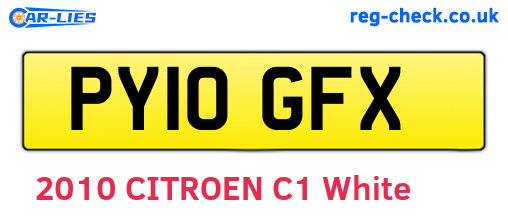 PY10GFX are the vehicle registration plates.